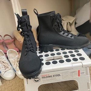 Pre-loved Women’s Steven stretchy black lace-up boots s7.5